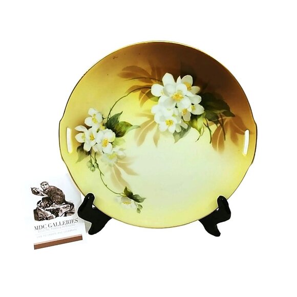 Vtg RS Germany Floral Porcelain Plate  Decorative 9.75" with Gold Rim & Handles - Picture 4 of 7